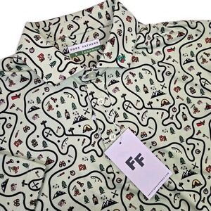 NWT Fore Fathers Happy Camper Print Performance Polo Green Men's Size SMALL Golf